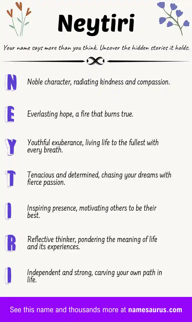 Acrostic poem about Neytiri.
