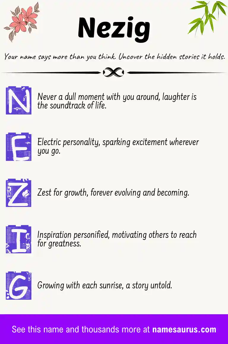 Acrostic poem about Nezig.