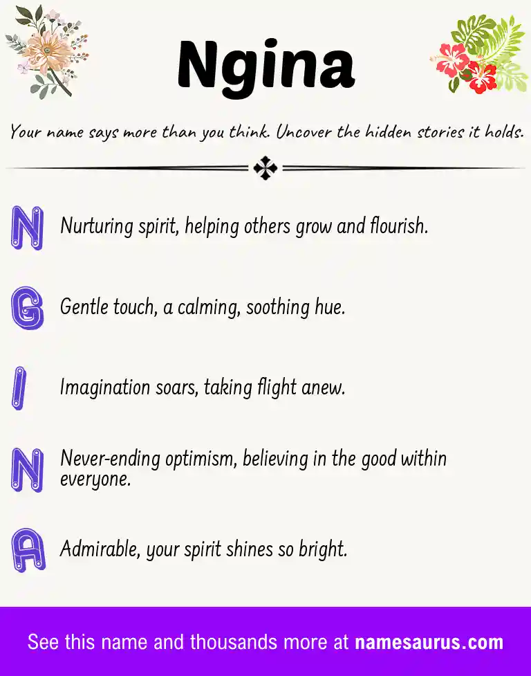 Acrostic poem about Ngina.