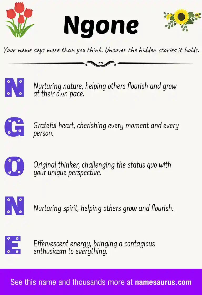 Acrostic poem about Ngone.