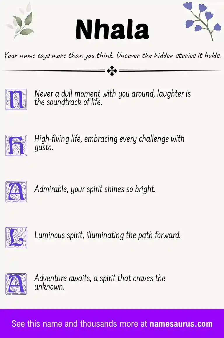 Acrostic poem about Nhala.