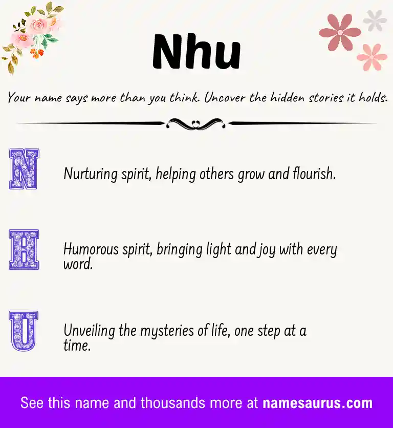 Acrostic poem about Nhu.