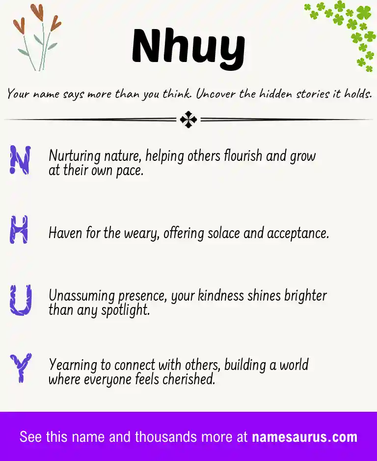 Acrostic poem about Nhuy.