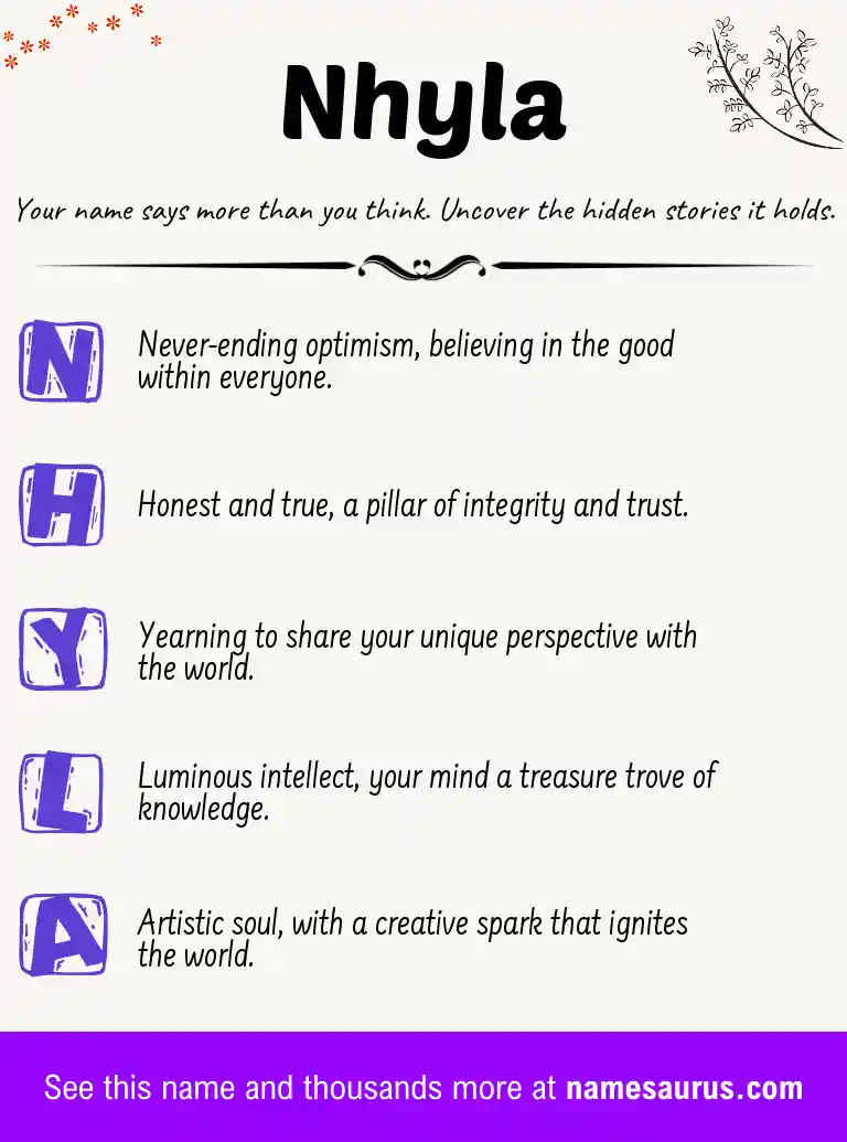 Acrostic poem about Nhyla.