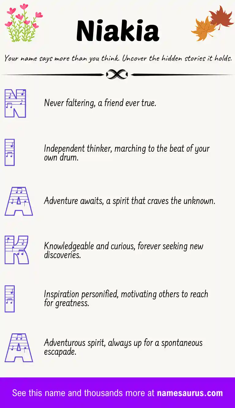 Acrostic poem about Niakia.