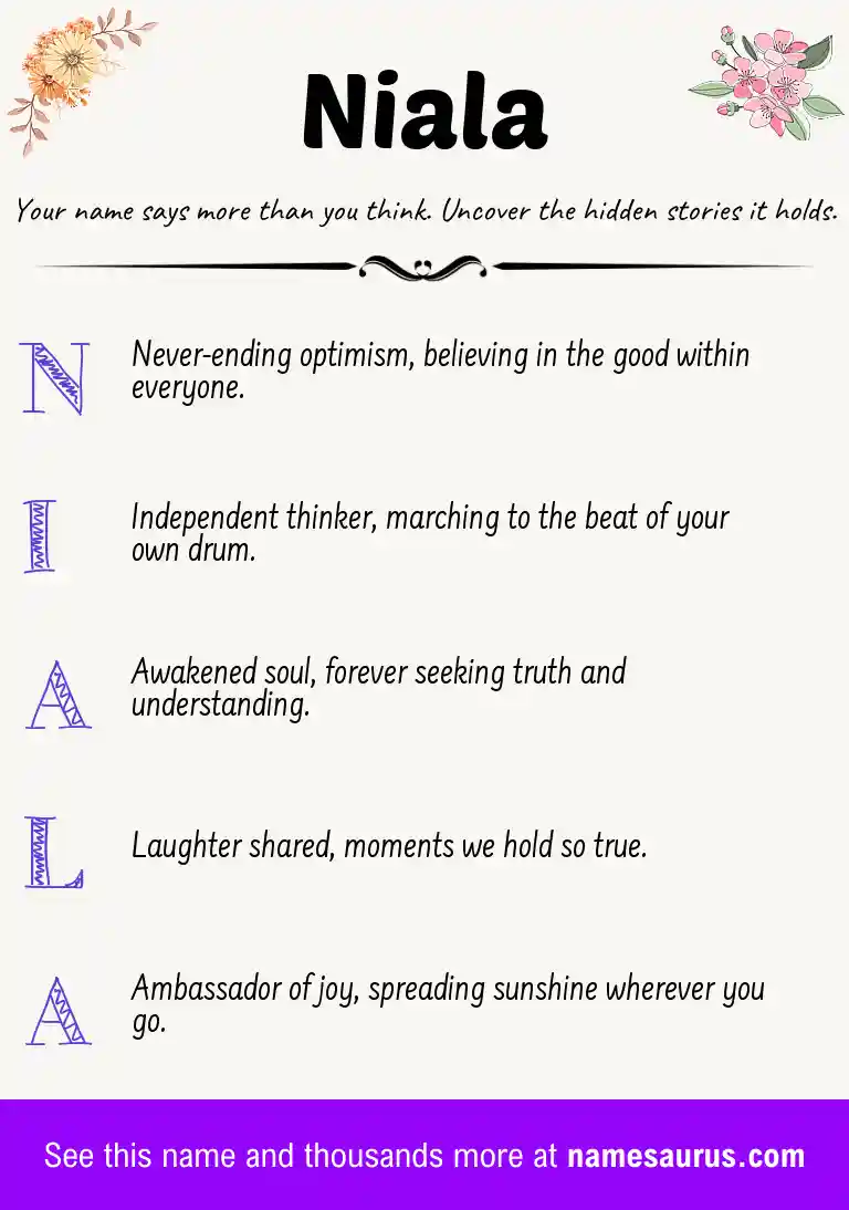 Acrostic poem about Niala.