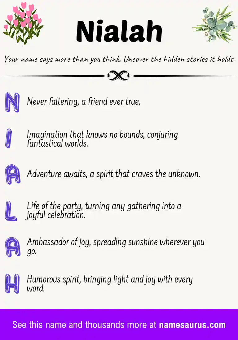 Acrostic poem about Nialah.