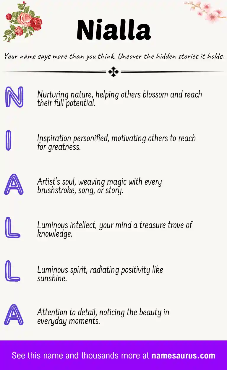 Acrostic poem about Nialla.