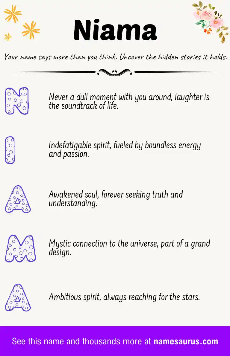 Acrostic poem about Niama.