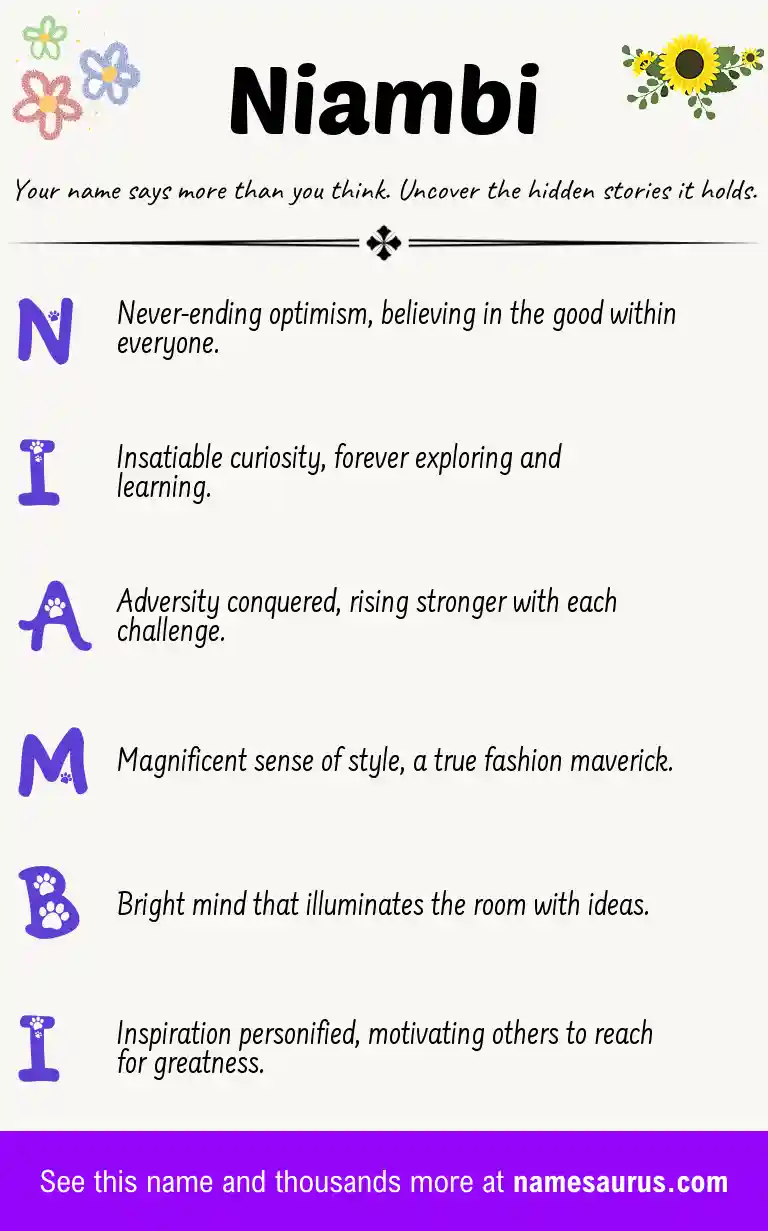 Acrostic poem about Niambi.