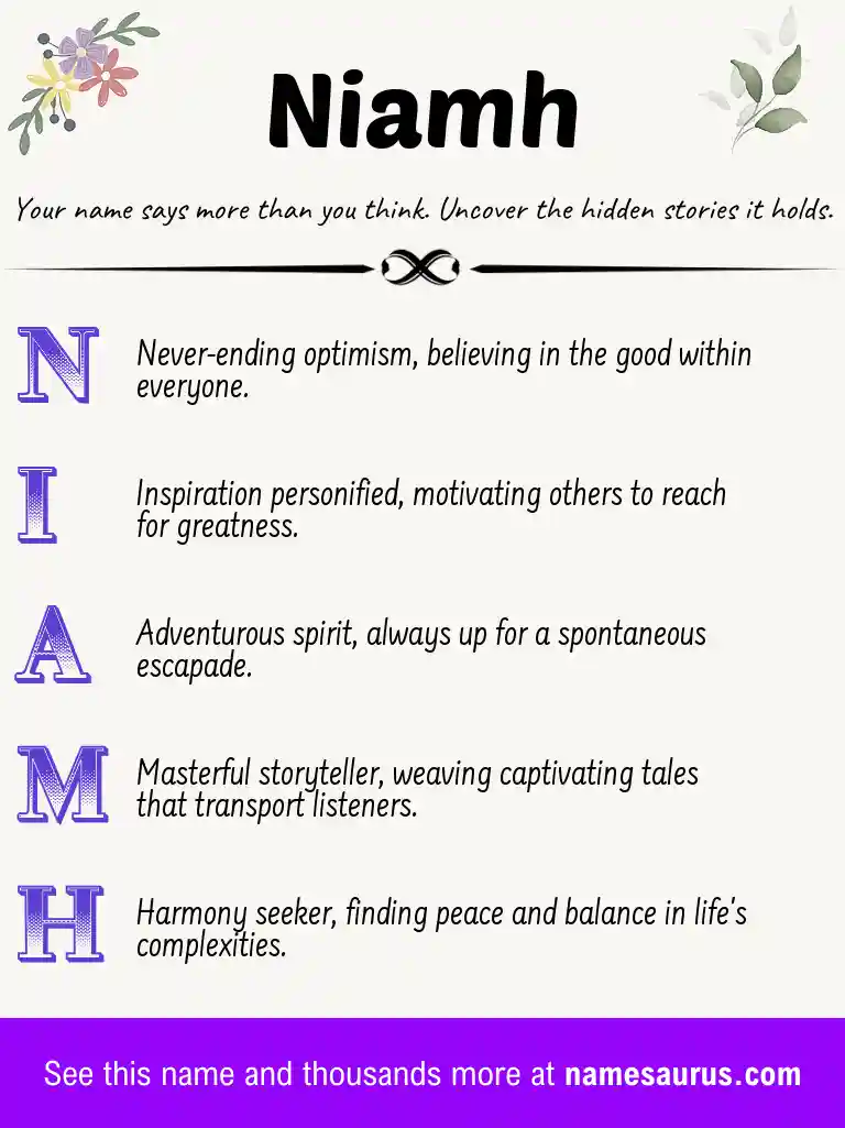 Acrostic poem about Niamh.