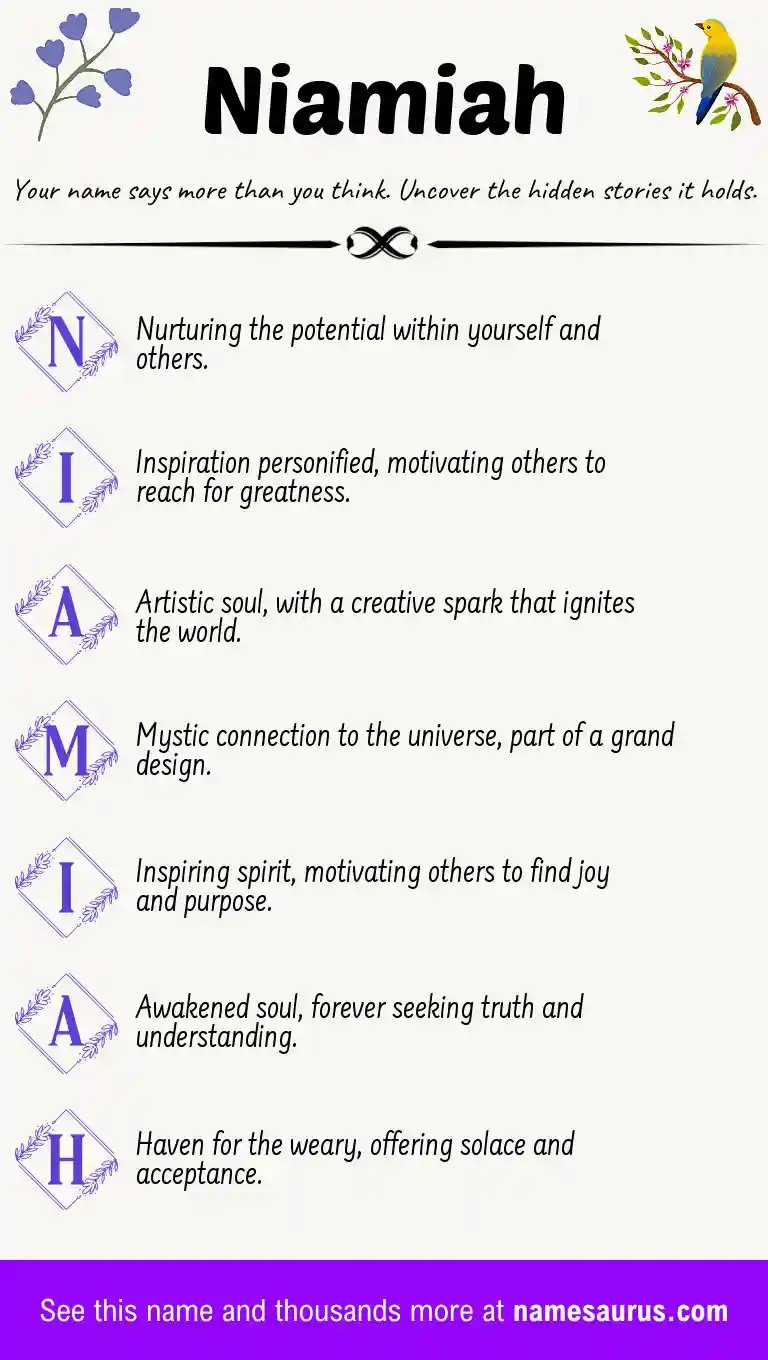 Acrostic poem about Niamiah.