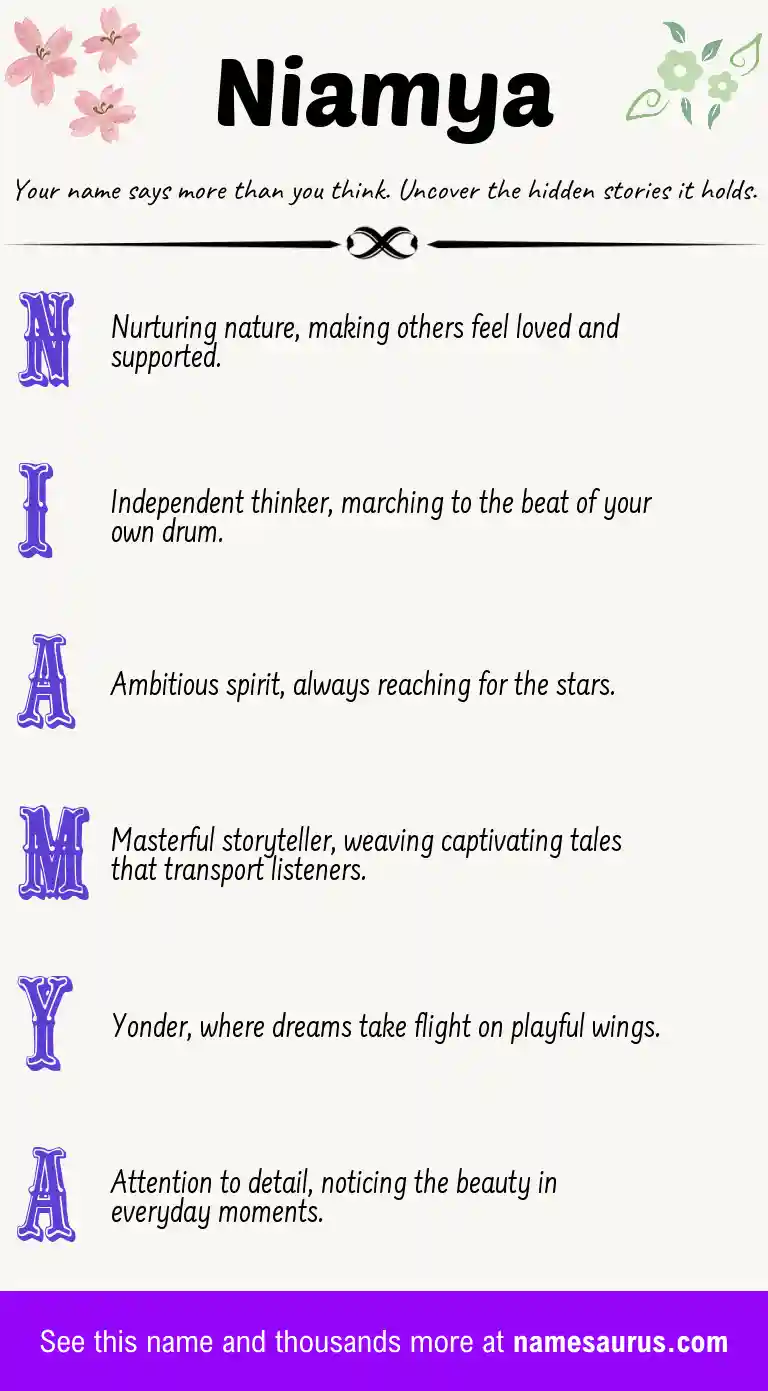 Acrostic poem about Niamya.