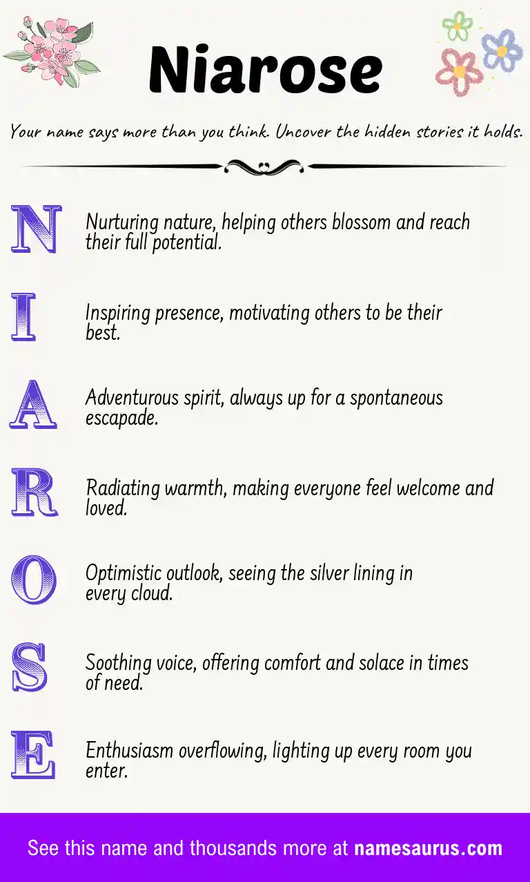 Acrostic poem about Niarose.