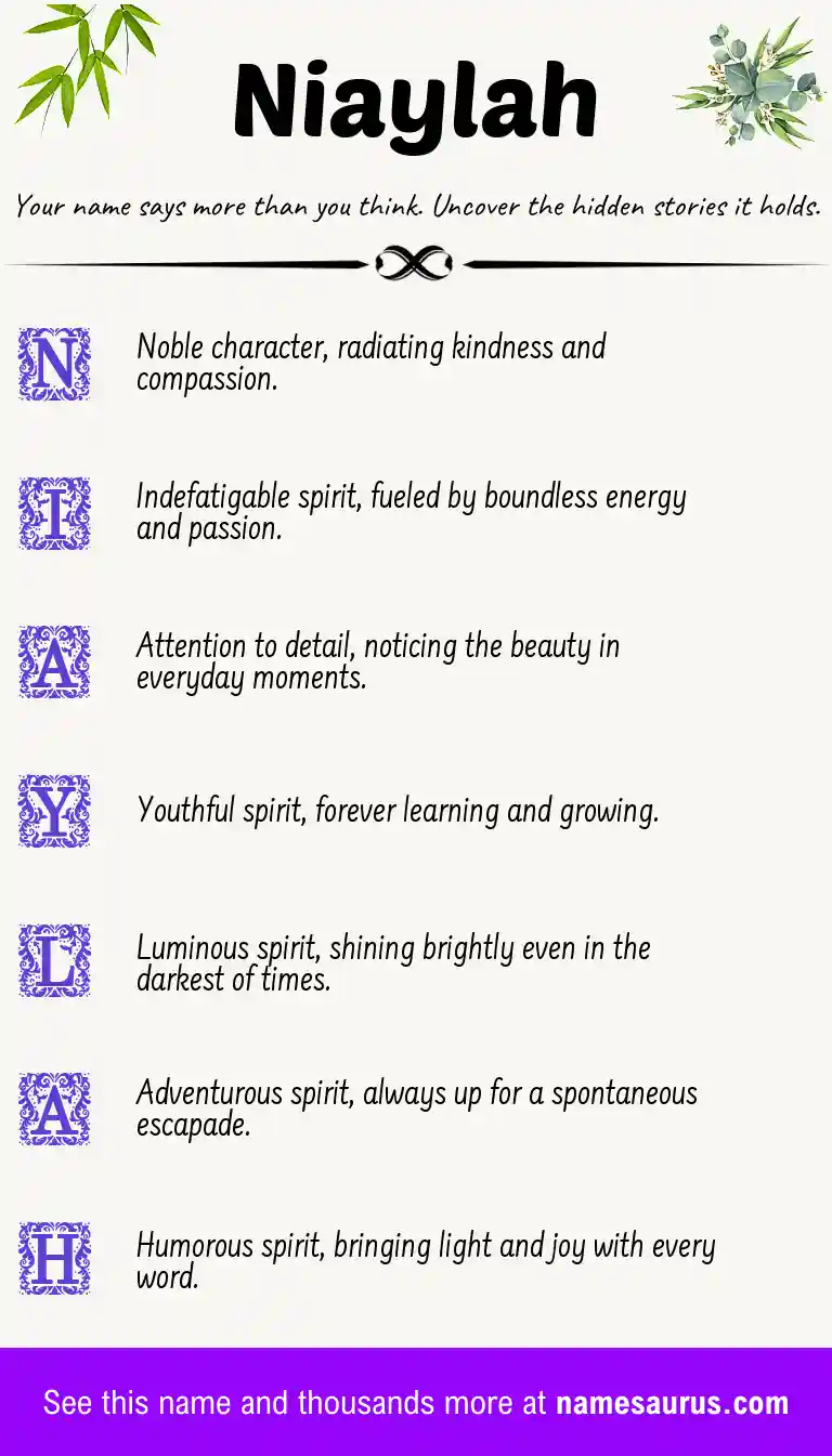 Acrostic poem about Niaylah.