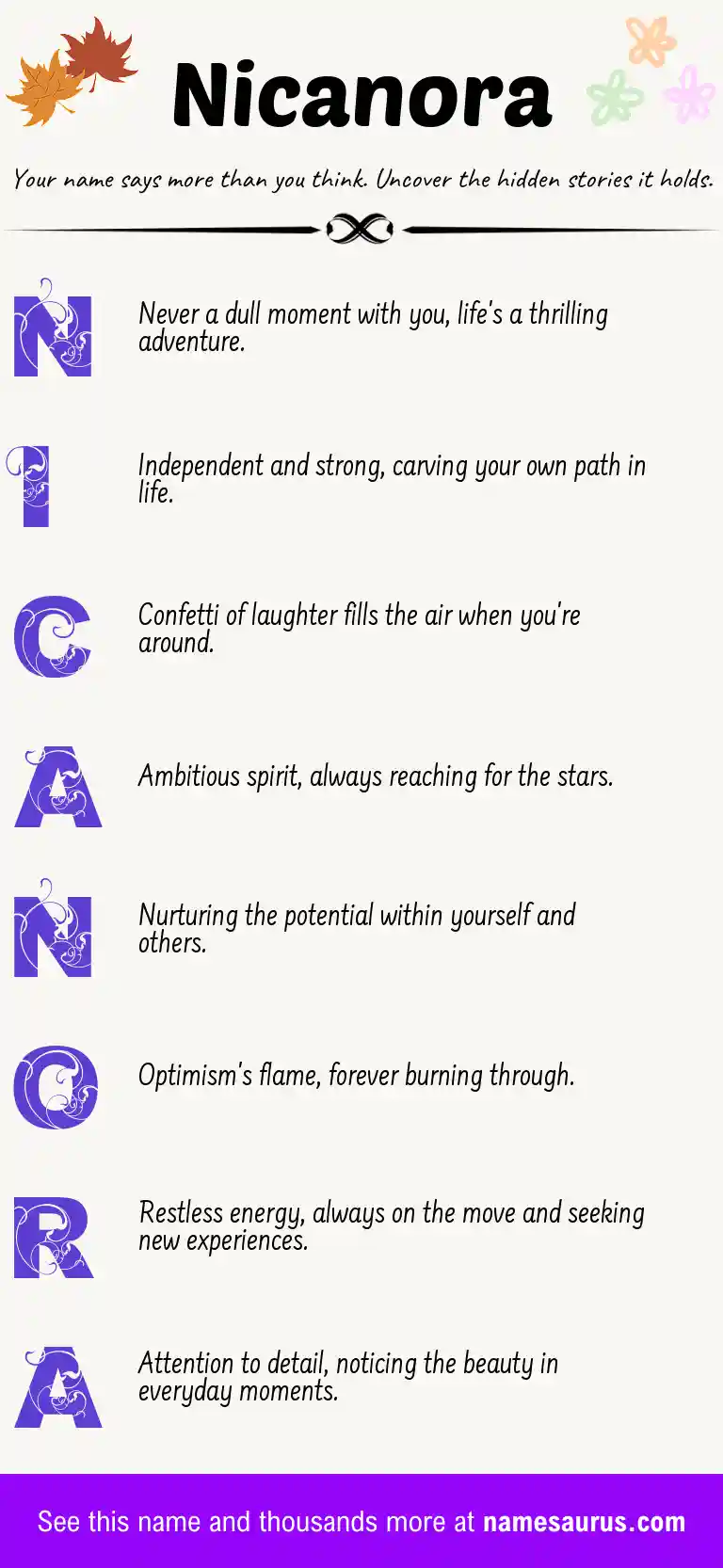 Acrostic poem about Nicanora.