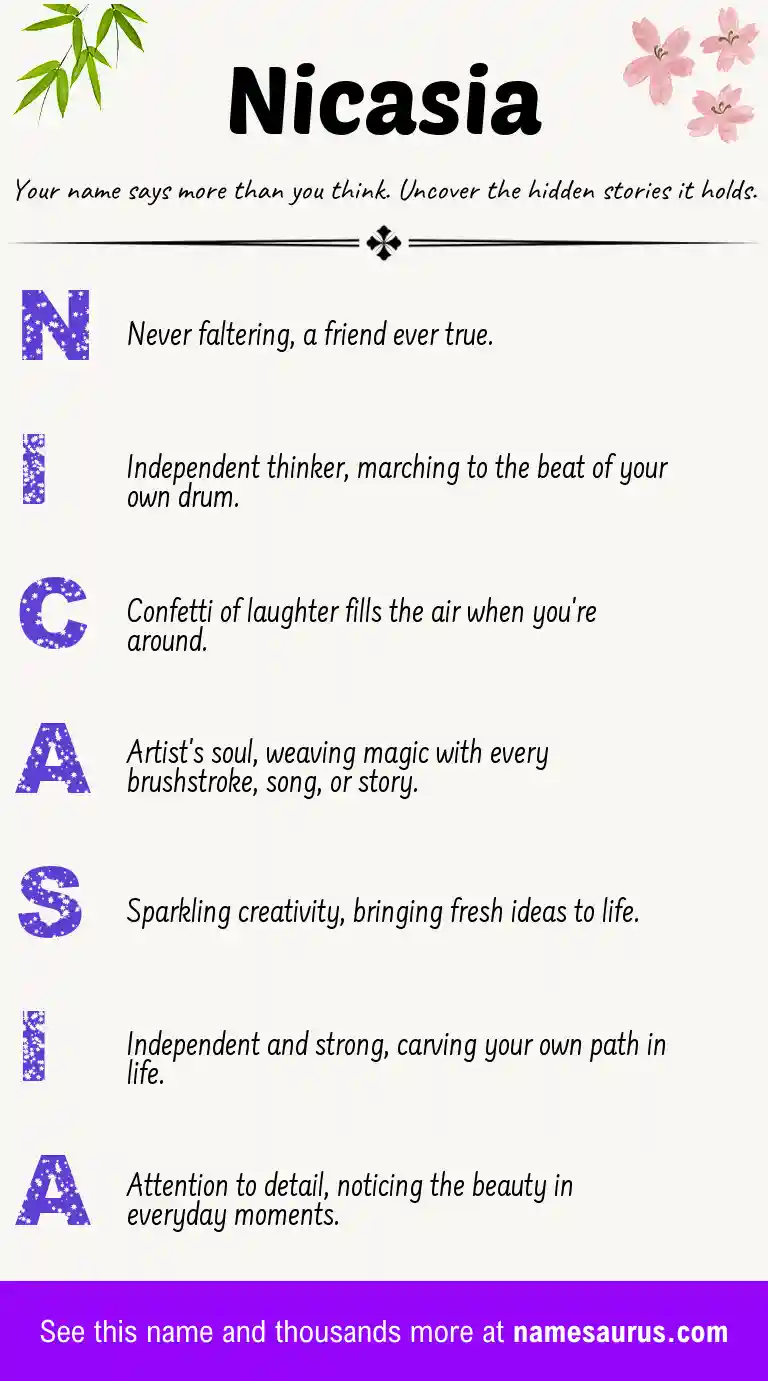 Acrostic poem about Nicasia.