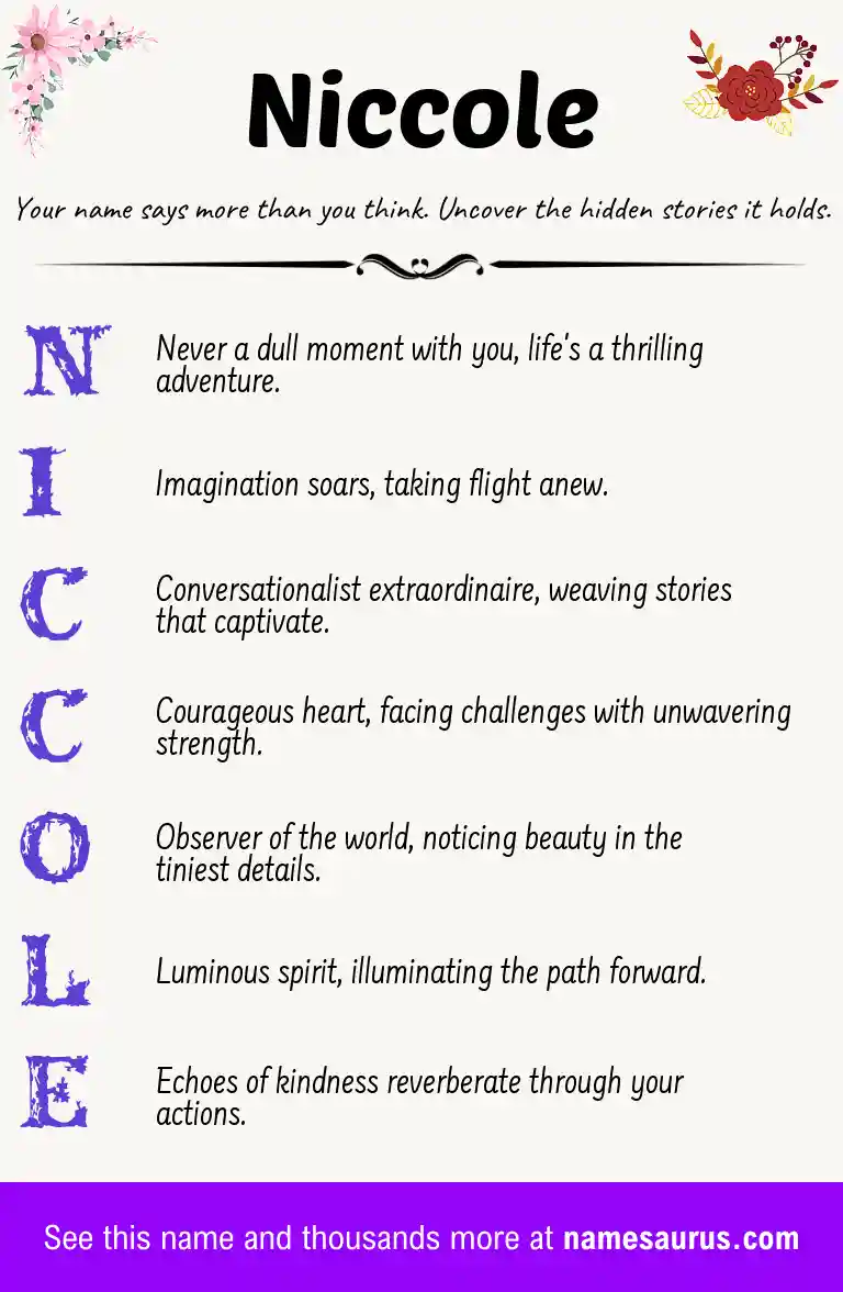 Acrostic poem about Niccole.