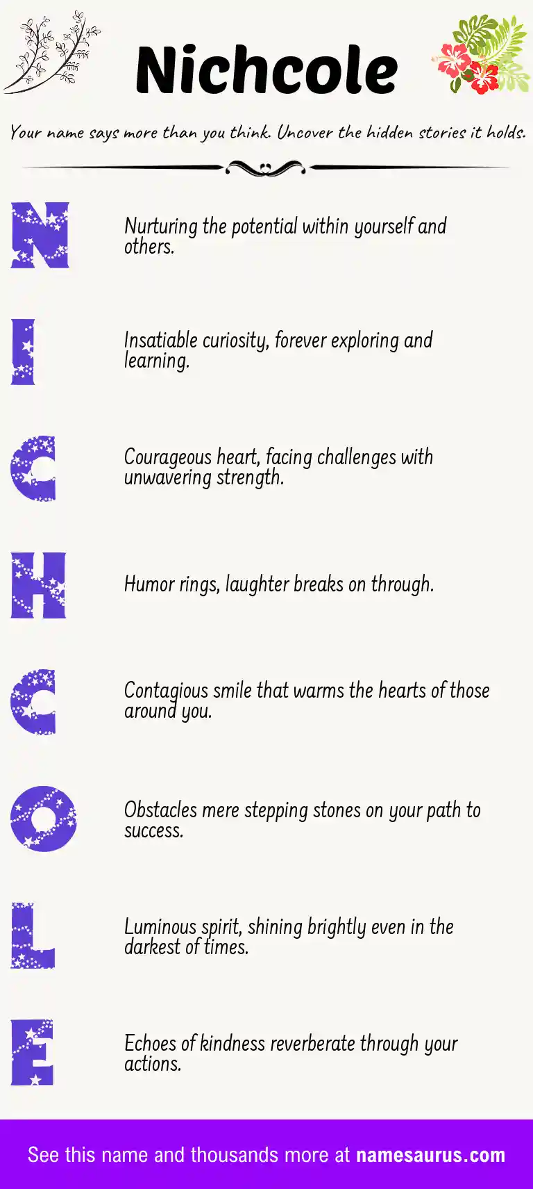 Acrostic poem about Nichcole.