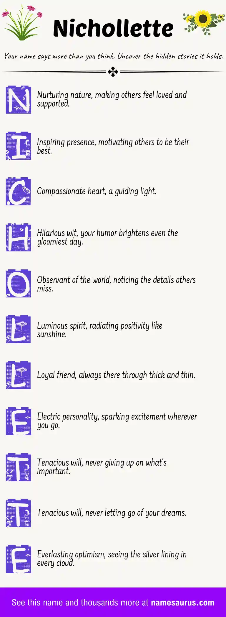 Acrostic poem about Nichollette.