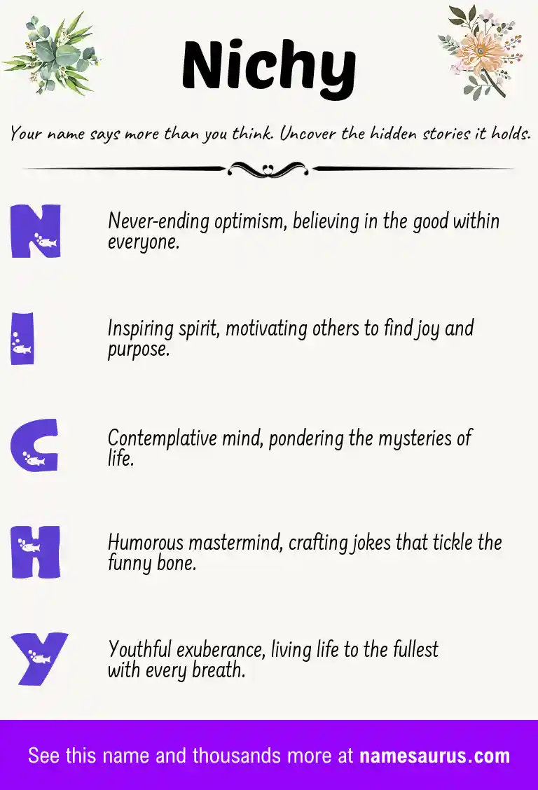 Acrostic poem about Nichy.