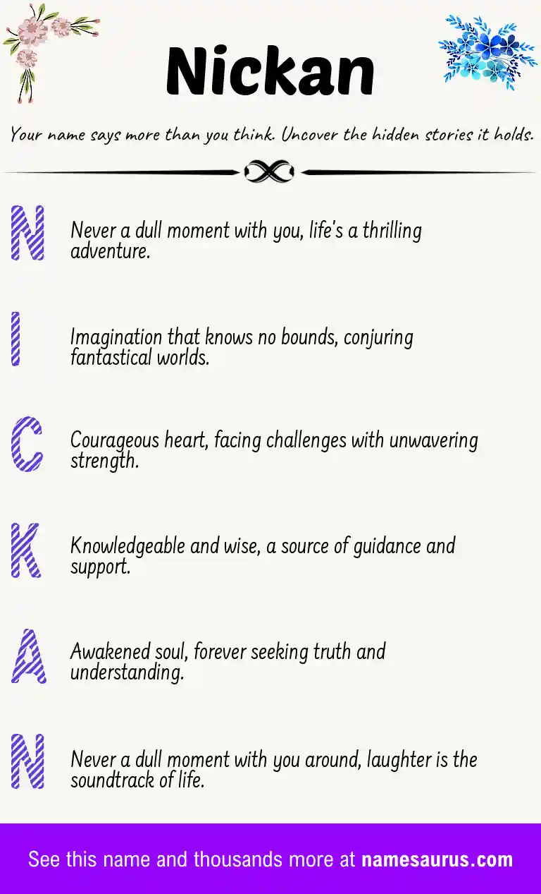 Acrostic poem about Nickan.