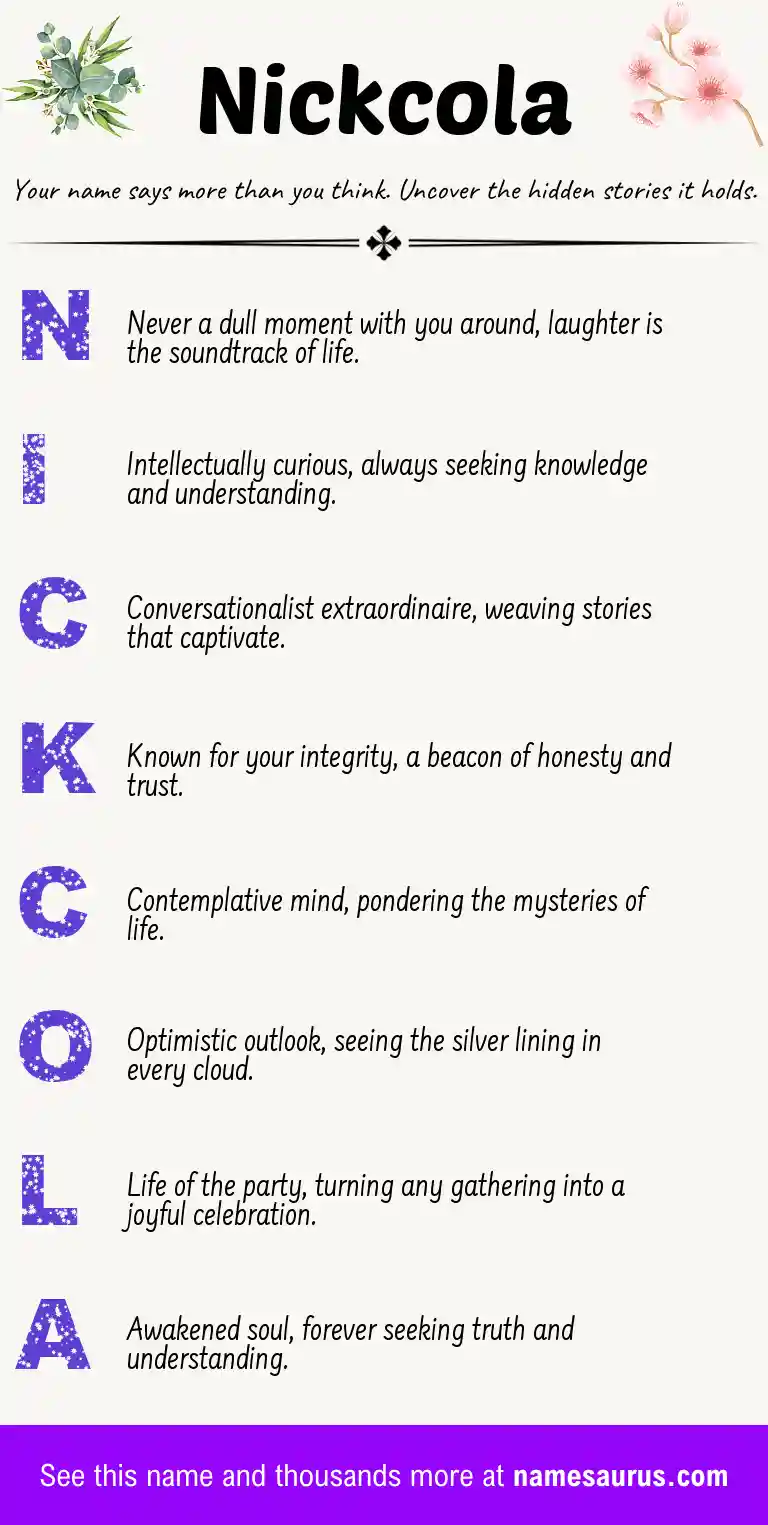 Acrostic poem about Nickcola.