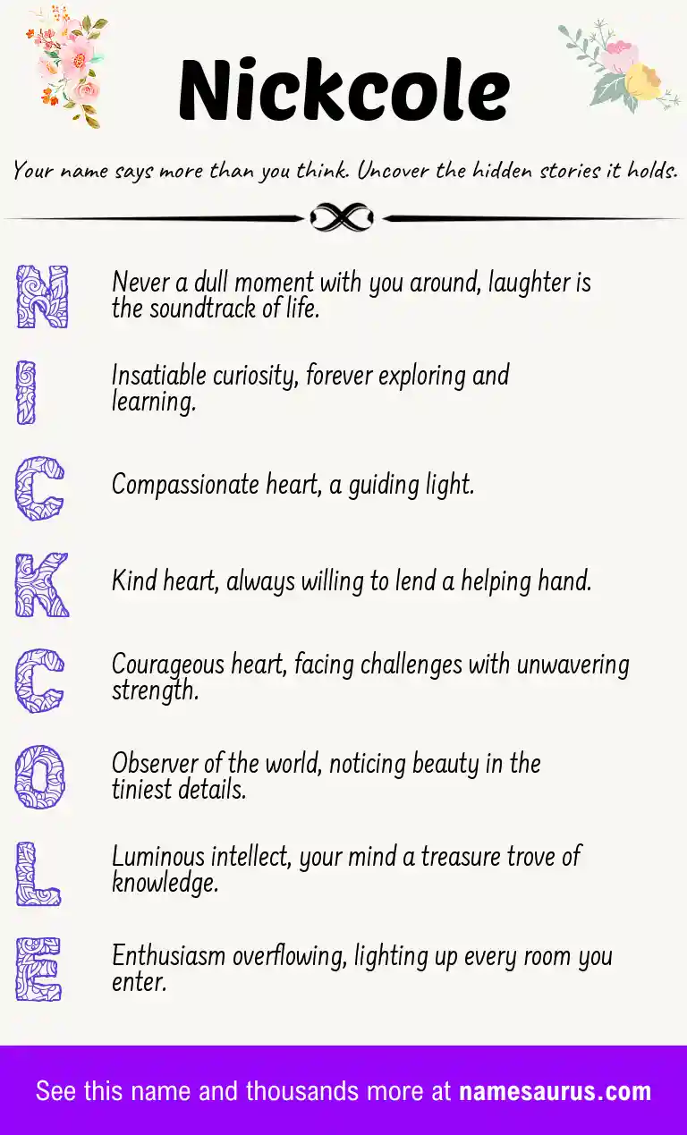 Acrostic poem about Nickcole.