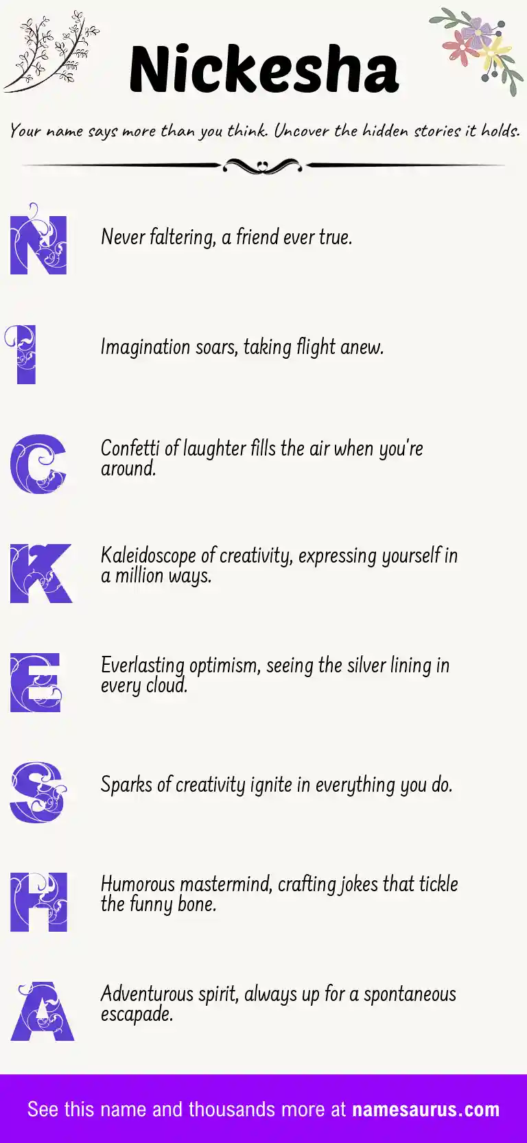 Acrostic poem about Nickesha.