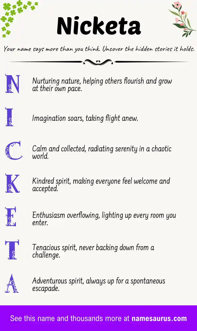 Acrostic poem about Nicketa.