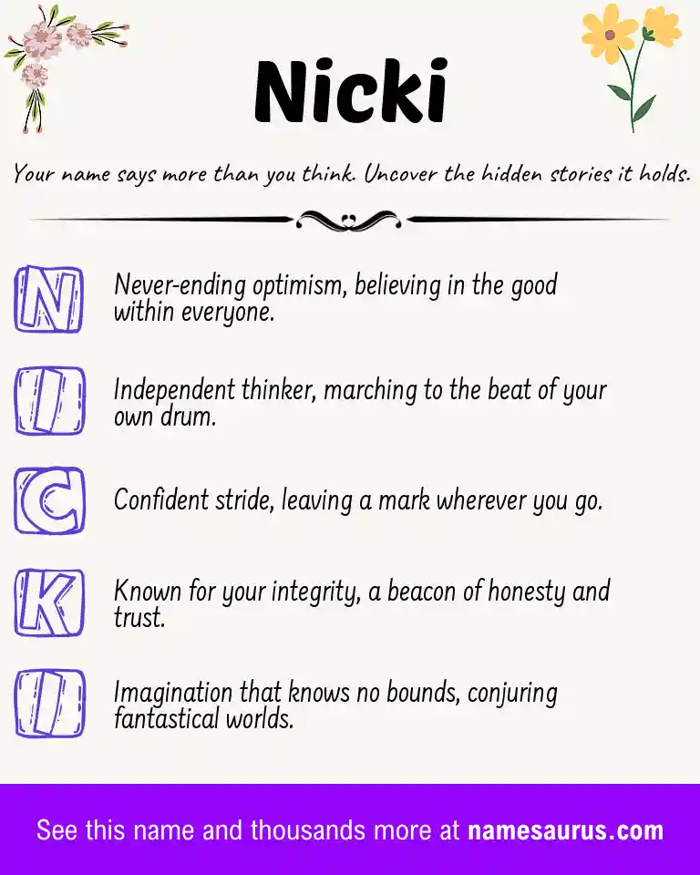 Acrostic poem about Nicki.