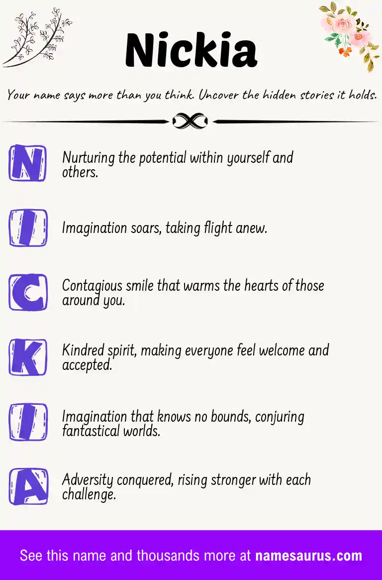 Acrostic poem about Nickia.