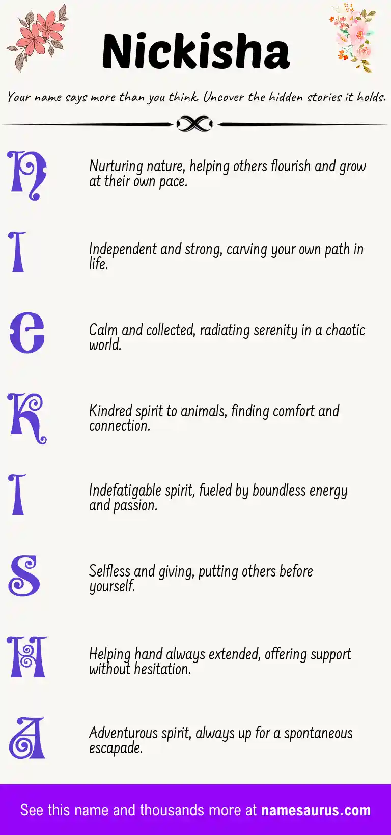Acrostic poem about Nickisha.