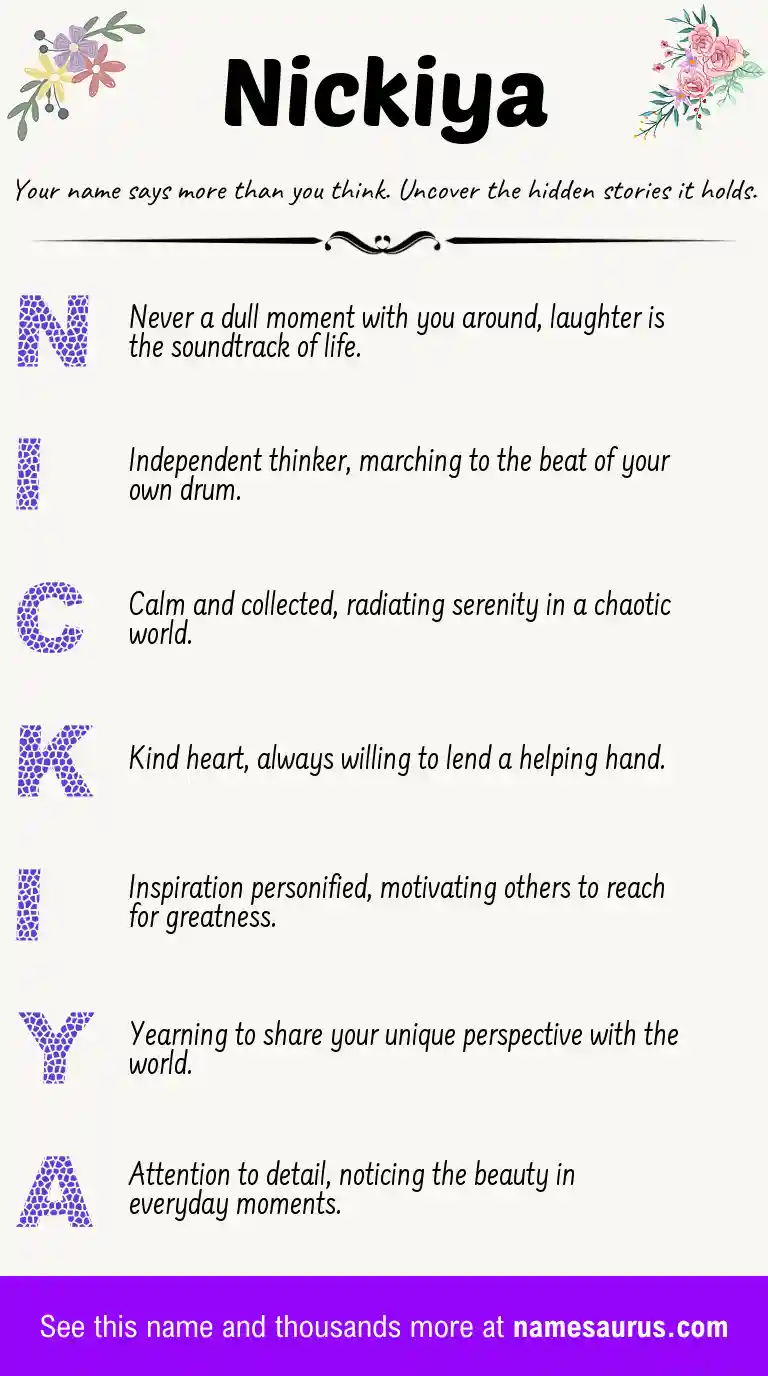 Acrostic poem about Nickiya.