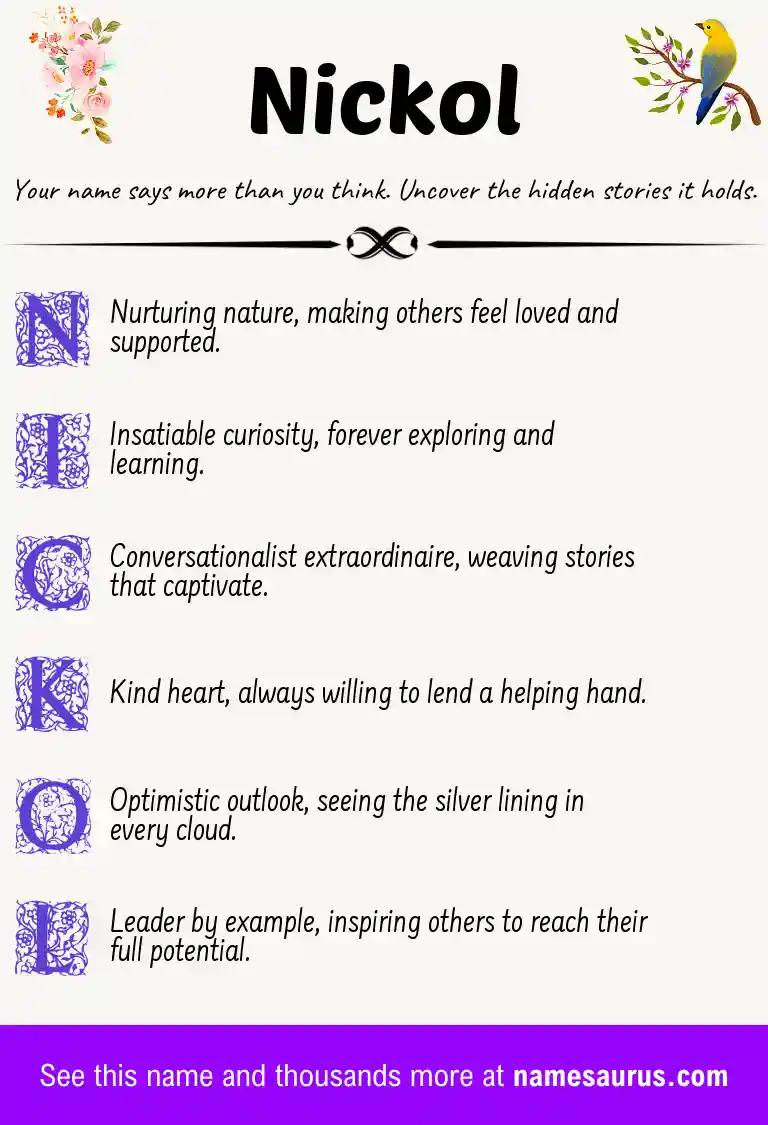 Acrostic poem about Nickol.