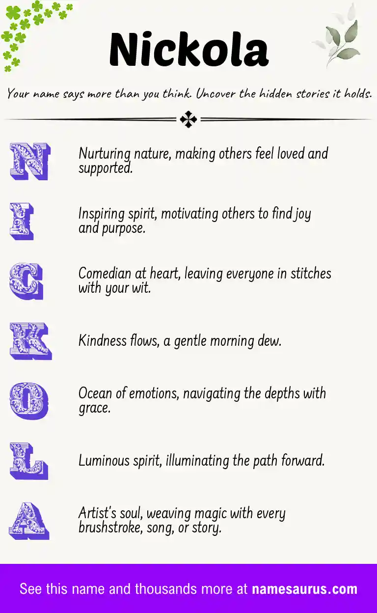 Acrostic poem about Nickola.
