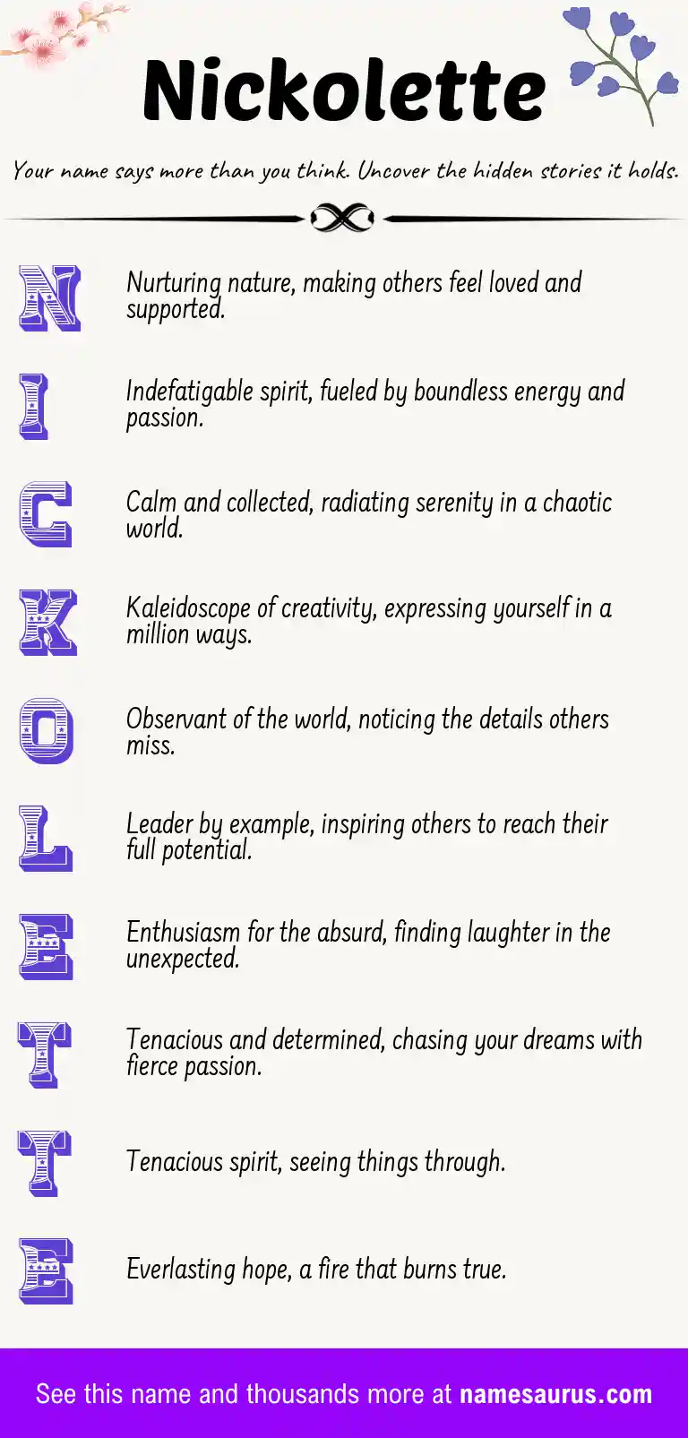 Acrostic poem about Nickolette.