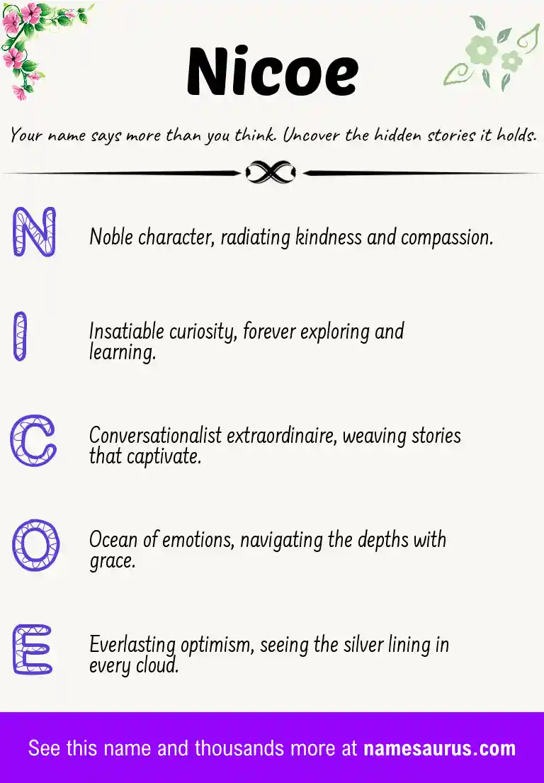 Acrostic poem about Nicoe.
