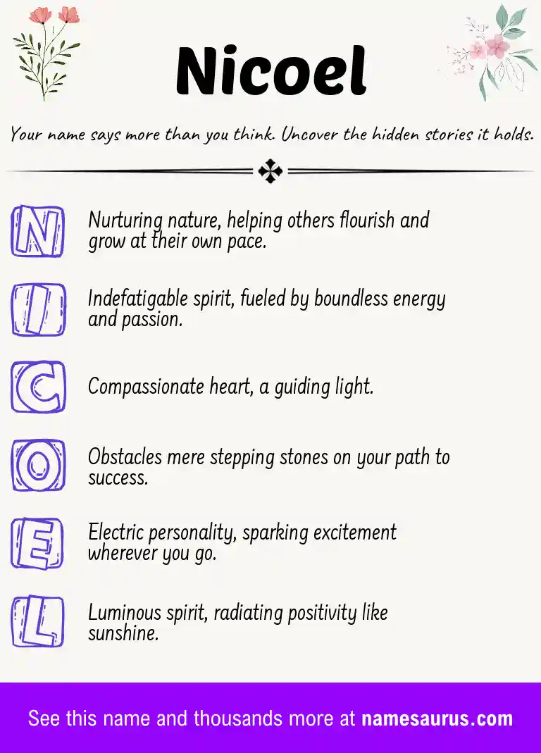 Acrostic poem about Nicoel.