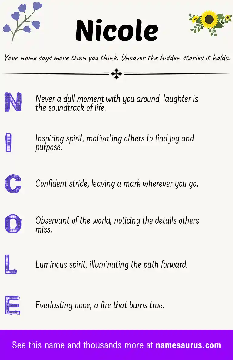 Acrostic poem about Nicole.