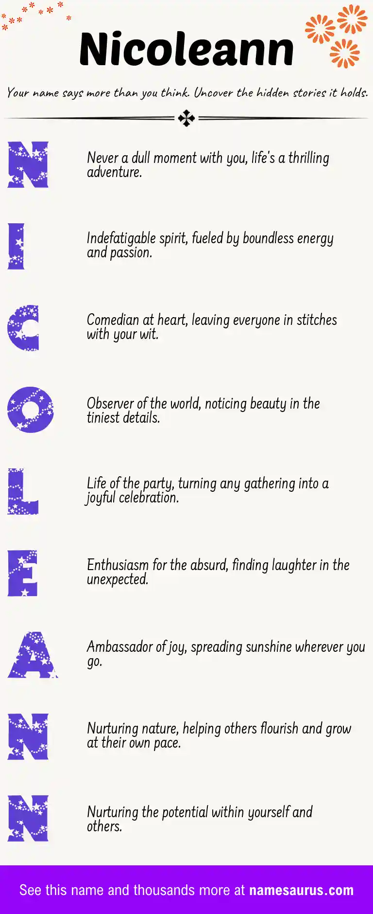Acrostic poem about Nicoleann.