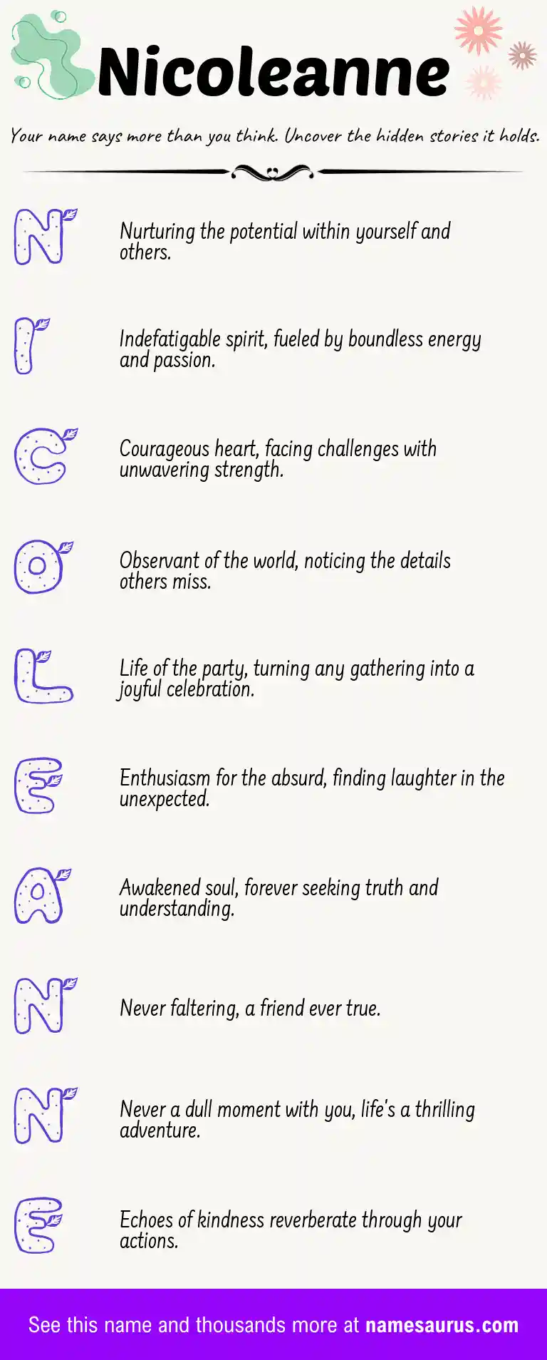 Acrostic poem about Nicoleanne.
