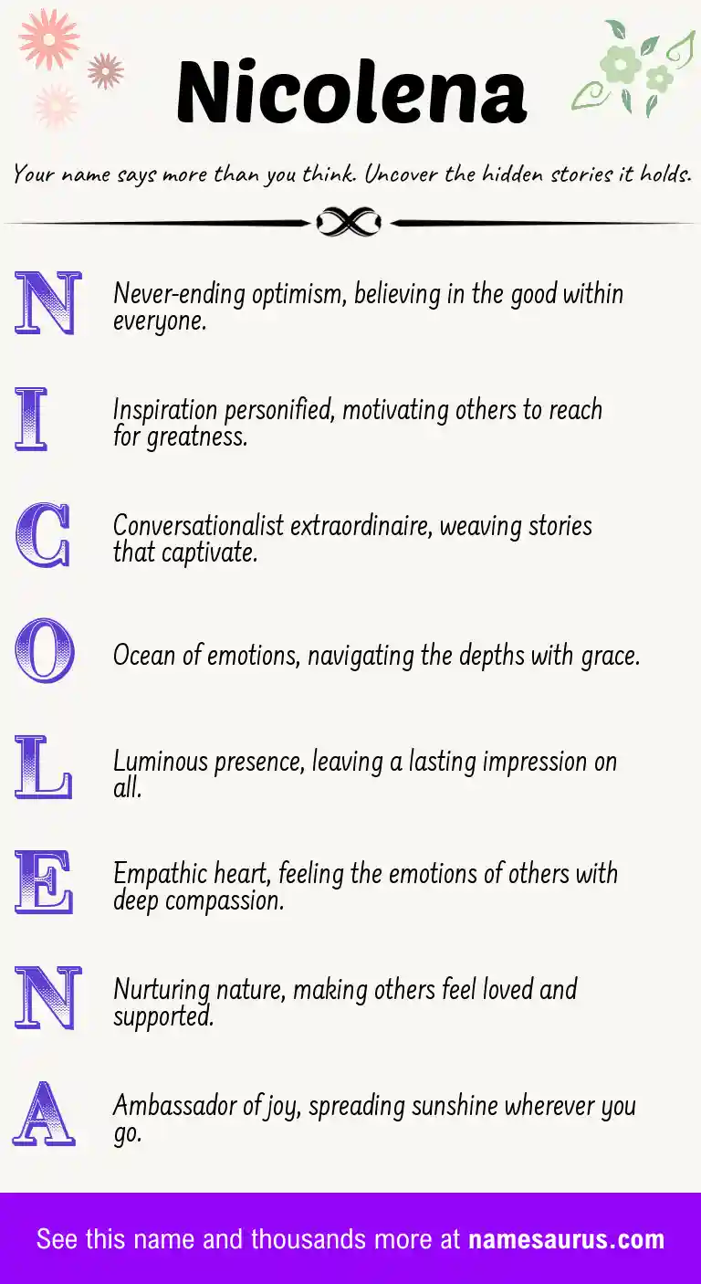 Acrostic poem about Nicolena.