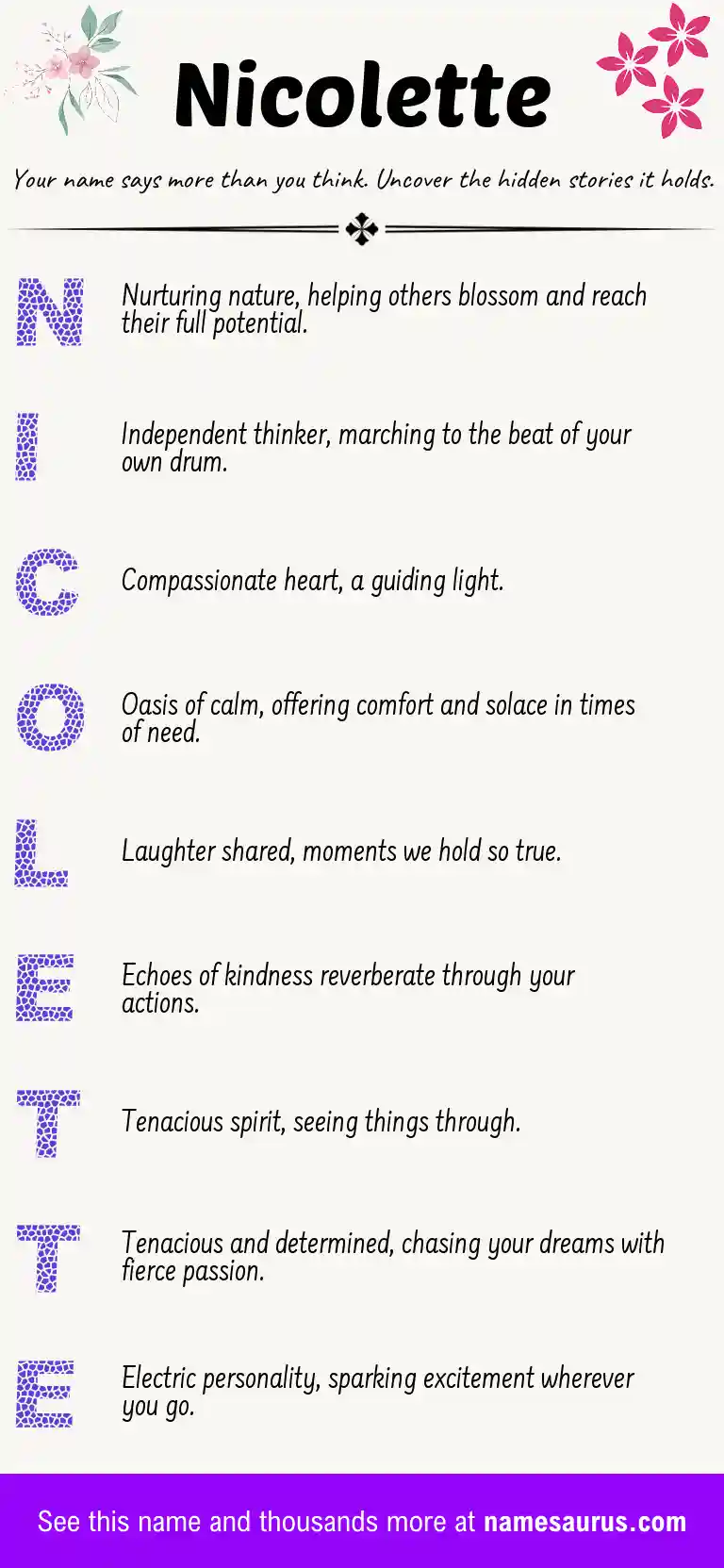 Acrostic poem about Nicolette.