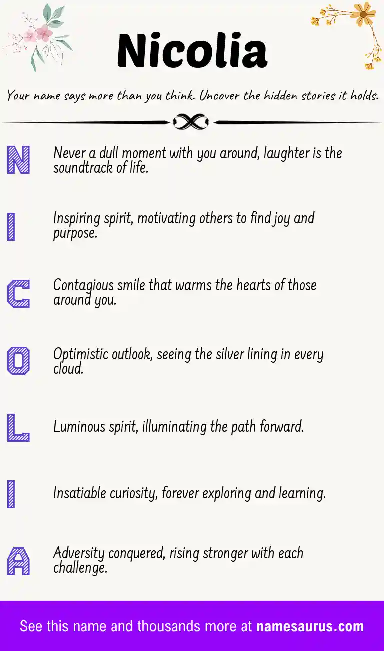 Acrostic poem about Nicolia.