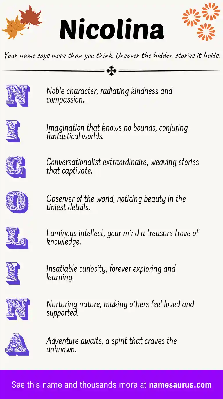 Acrostic poem about Nicolina.