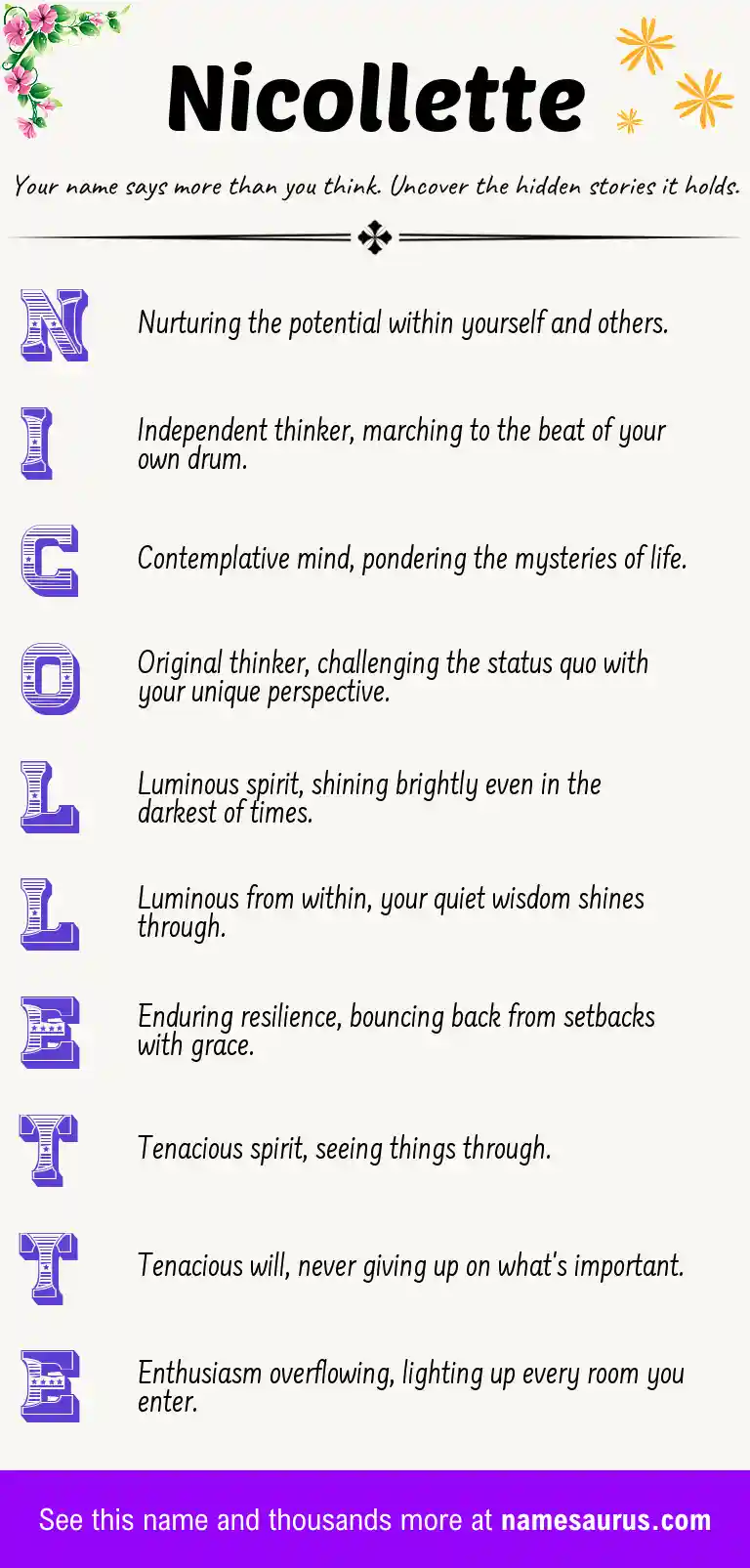 Acrostic poem about Nicollette.