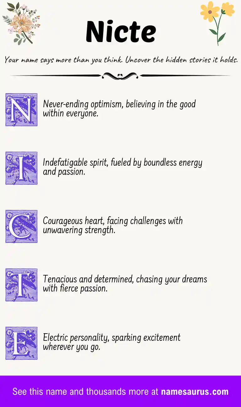 Acrostic poem about Nicte.