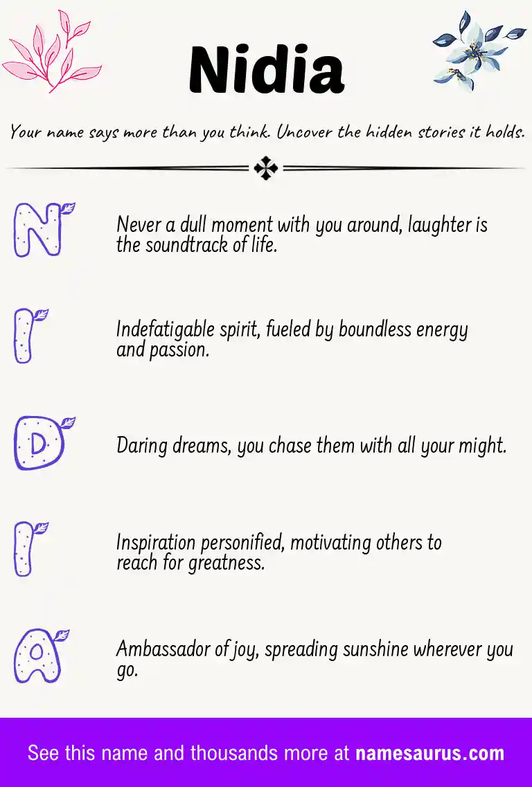Acrostic poem about Nidia.