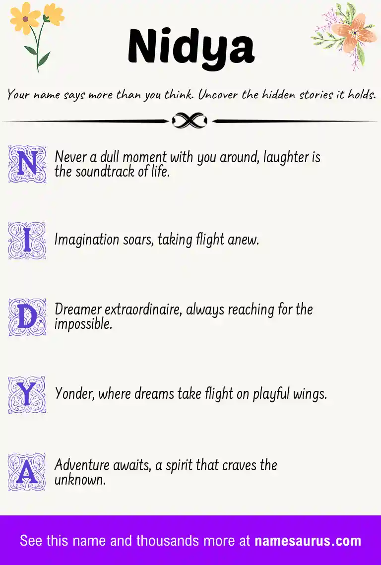Acrostic poem about Nidya.